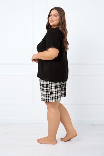 Klara Damen Kurzarm-Pyjama, kurze Hose Italian Fashion - schwarz/print