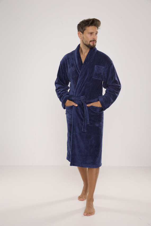 811 De Lafense Herren-Bademantel aus Plüsch - Denim