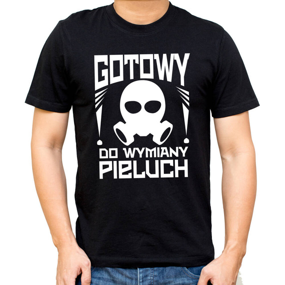 SKU M27 „Ready to Change Diapers“ Moocha New Dad T-Shirt, schwarz