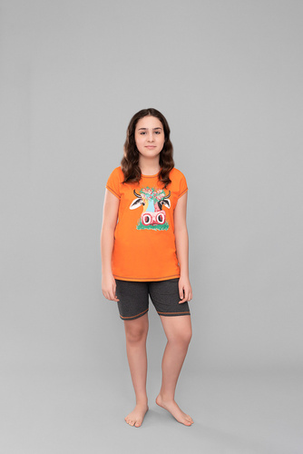 Blonde Mädchen Schlafanzug Italian Fashion - orange/dunkel melange