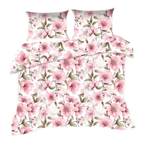 1893N Baumwollbettwäsche Classic E24 Karoblumen Puderrosa – 100 % Baumwolle, langlebig, farbenfroh, 2-teiliges Set