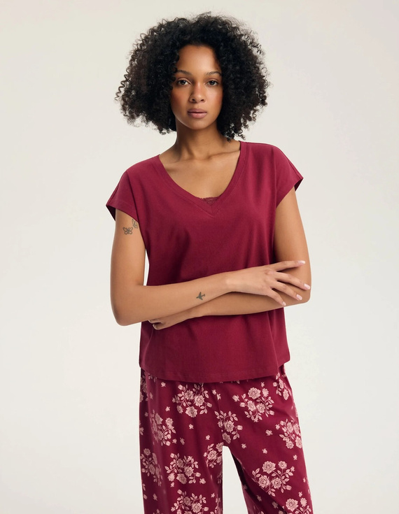 Henderson Greta 45405 Damen-Pyjama 100% Baumwolle Spitze Lange Hose