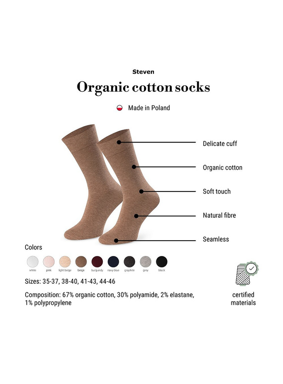 Steven art.211 nahtlose, glatte Damen-Socken aus Bio-Baumwolle - 009 bordeaux