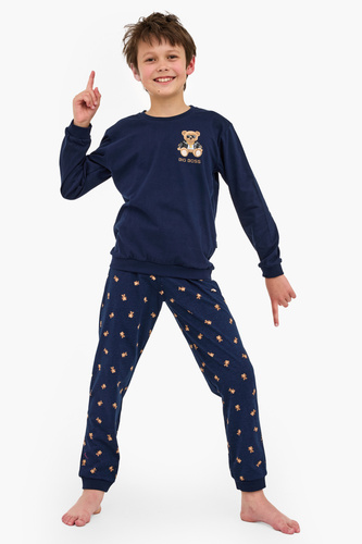 593/179 966/179 Big Boss Cornette – marineblauer Jungenpyjama, 100 % Baumwolle