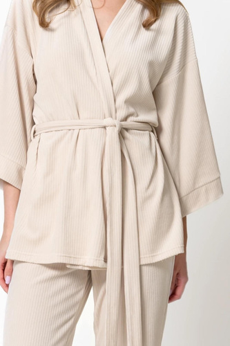 Leveza Darlin 1816 Damen Velours 3/4 Pyjama Set Homewear Sahara