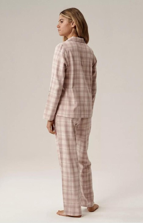 NLP-505 Damen-Pyjama Atlantic Lavender – Flanell, Reißverschluss, kariert, Baumwolle