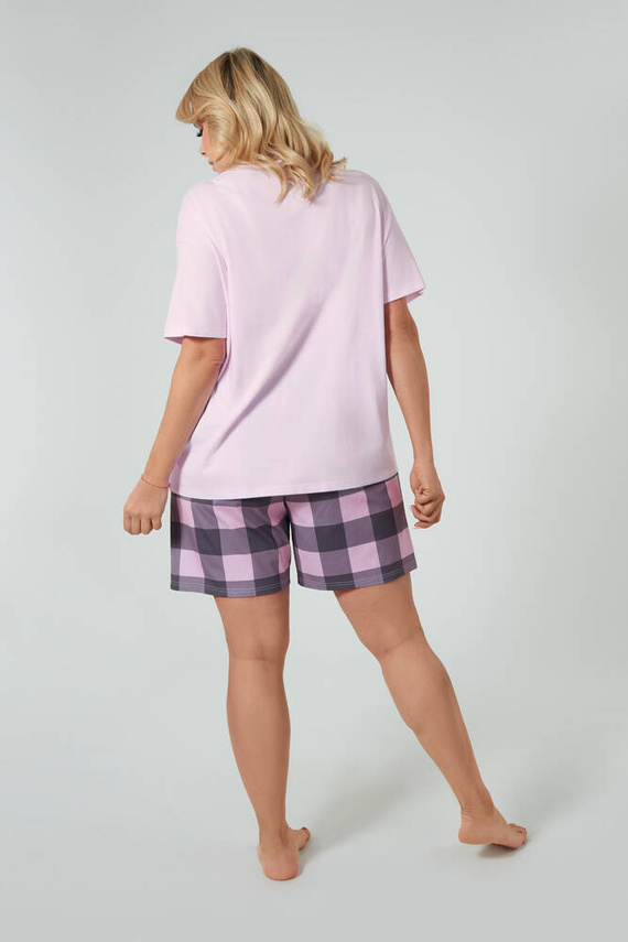 Kayo Damen Kurzarm-Pyjamas, Shorts Italian Fashion - rosa/print 