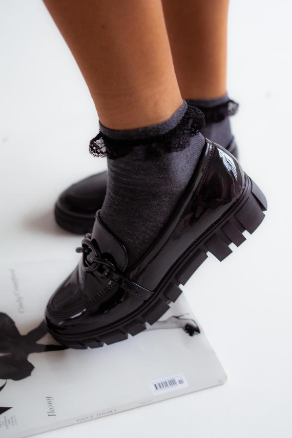 0897 Milena Damensocken mit Spitze – dunkle Melange