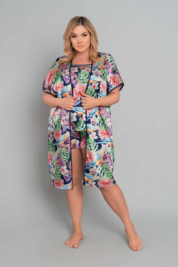 Polynesia Damenbademantel Italian Fashion - Blumendruck