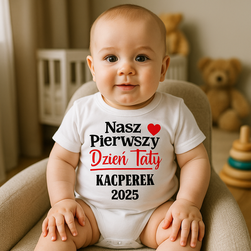 SKU N052TS-1 „Unser Vatertag mit einem Namen“ Personalisierter Body zum Vatertag, Kurzarm, Moocha-Baumwolle, weiß