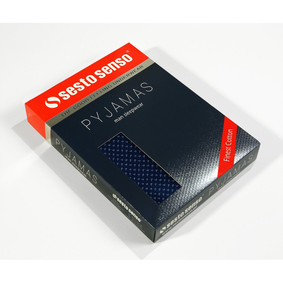 Kurzärmliger Herrenpyjama mit Reißverschluss von Sesto Senso – marineblaue Anker