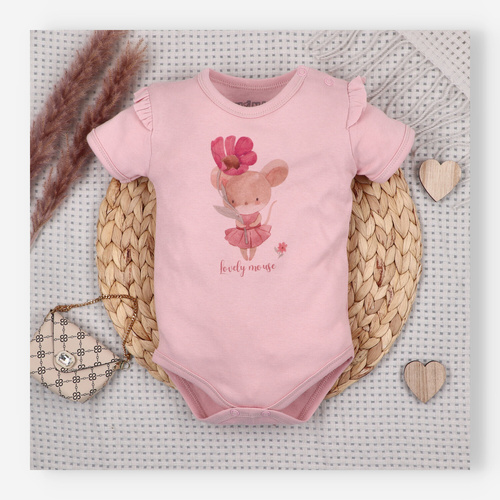 Baby Body Nini Little Mouse Bio-Baumwolle Druckknöpfe Schulter Kurzarm