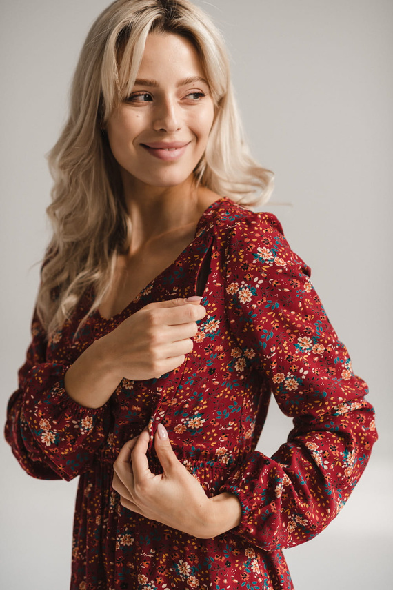 Umstands- und Stillkleid Lovely Dress Midi Milk&Love – bordeaux