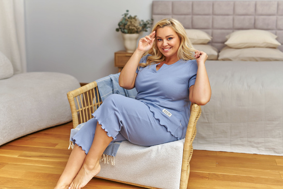7468 Doctor Nap Damen Pyjama Baumwolle 3/4 weich und bequem