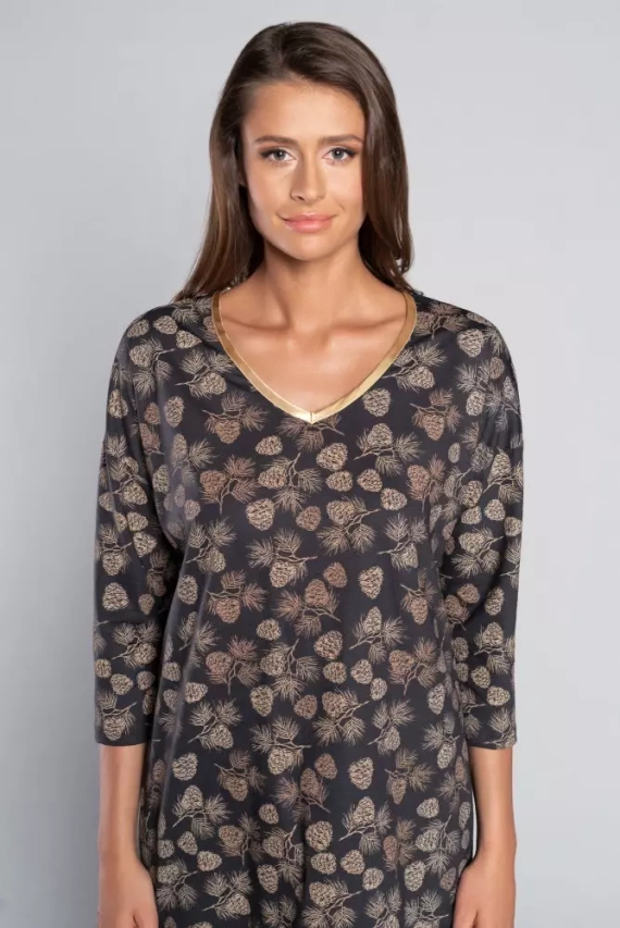 Pinnia Damen Schlafanzug mit 3/4 Ärmeln, 3/4 Hose Italian Fashion - print/graphite 