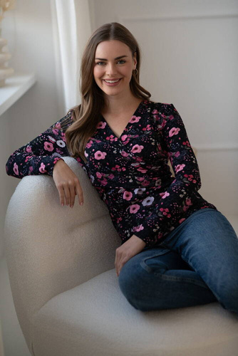 Milk Bar Milk&Love schwarze Still- und Umstandsbluse mit Blumen