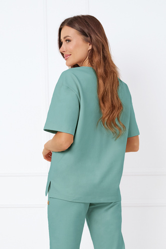 Caro Kurzarmbluse Italian Fashion - Salbei 