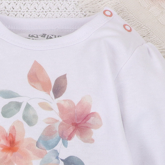 ABN-5416 Bunte Blumen Bio-Baumwoll-Body Nini weiß