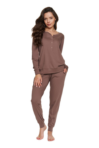 Doctor Nap 4349 – Baumwollpyjama mit Reißverschlüssen für Damen | Polnische Produktion – Smaragd
