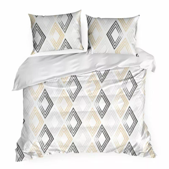 Frühling 35 Geometrie Satinbettwäsche Eurovorhänge weiß/gelb