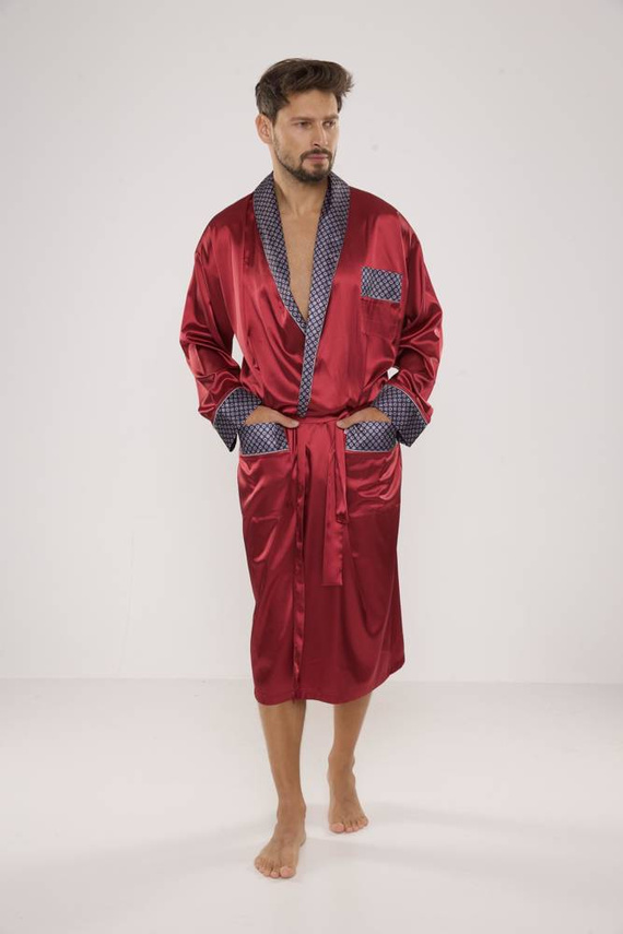 940 Forex Bademantel aus Satin für Männer - kastanienbraun