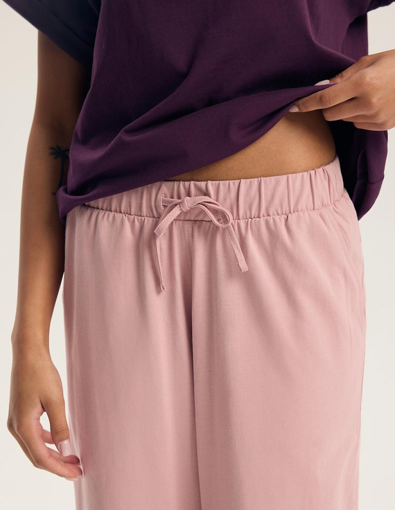 Henderson Galla 45445 Damen-Pyjama 100% Baumwolle Lange Hose lila-altrosa