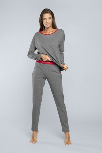 Akzent Damen Schlafanzüge Länge. ärmel, Länge. hose Italian Fashion - dunkel meliert 