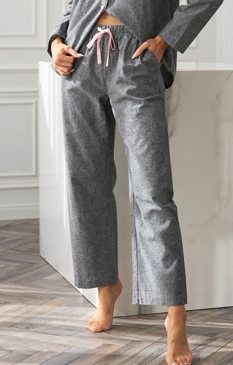 2534 L&L Damen-Pyjamahose – Baumwolle, Melange, mit Taschen