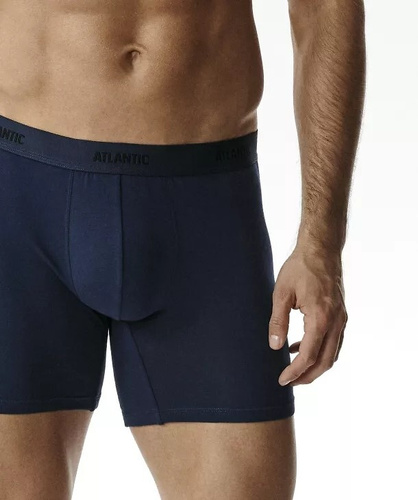 Herrenboxershorts Atlantic 3MH-0177 A3 3er-Pack braun-indigo-khaki – aus Baumwolle, lange Beinlänge