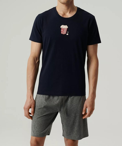 NMP-383 Herren-Kurzarmpyjama, Atlantik-Marineblau