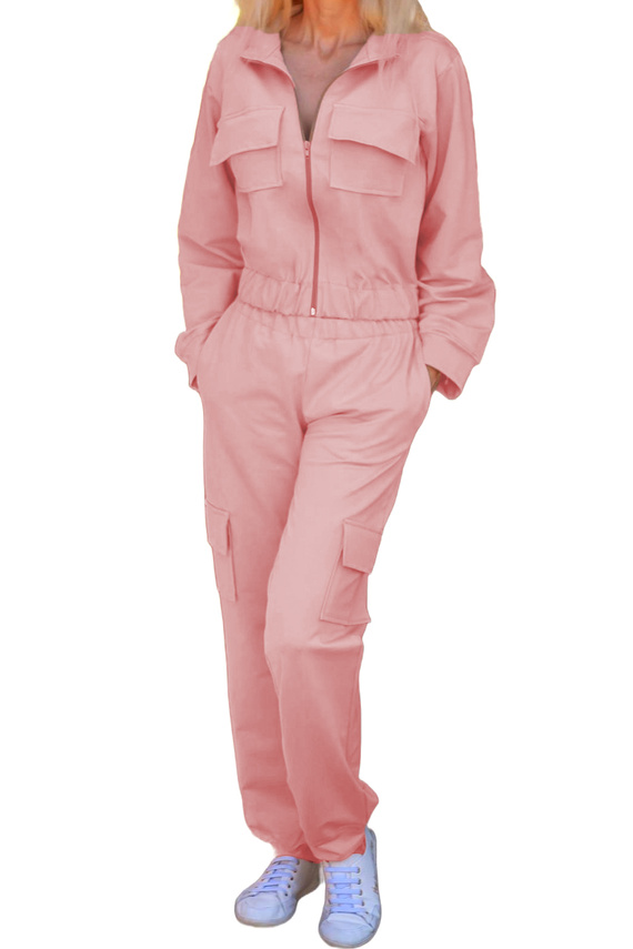 Mili Mirale Damen-Trainingsanzug aus Baumwolle, bequemes Set mit Taschen – polnische Produktion – rosa