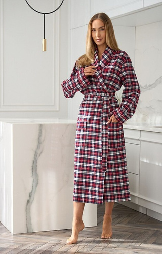 2511 Roxy L&L Damenbademantel rot – lang, aus Baumwollflanell