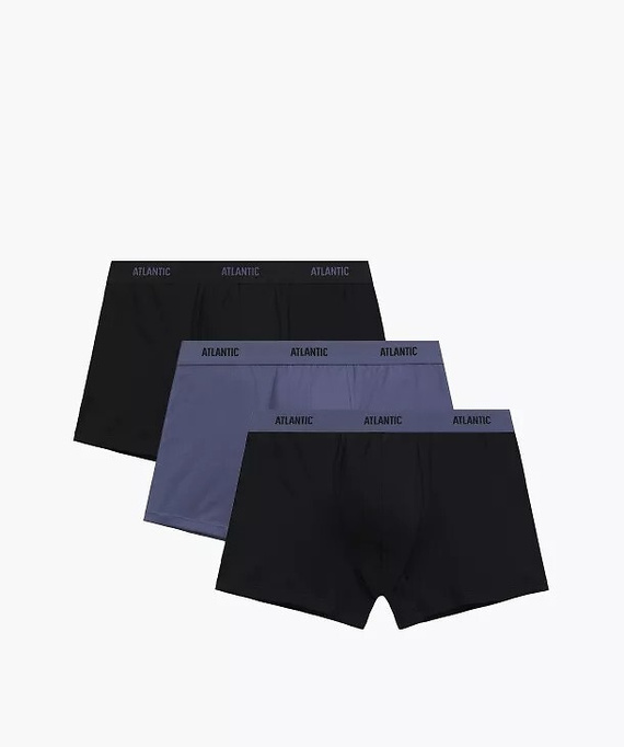 Herrenboxershorts Atlantic 3MH-0111 A3 3er-Pack schwarz-denim – 95% Baumwolle, eng anliegend