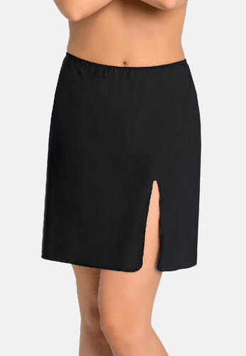 Teyli Luna 2113 Damen-Knielanger Halbunterrock mit Schlitz in Schwarz