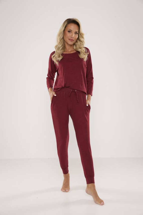 555 Paula Damen Schlafanzug De Lafense - kastanienbraun