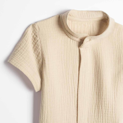 Jungenhemd Nicol 224351 Musselin 100% Baumwolle Kurzarm - Beige