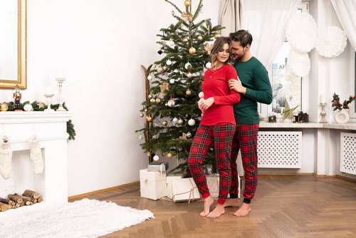 Tess Damen Schlafanzug langarm und lange Hose Italian Fashion - rot/print