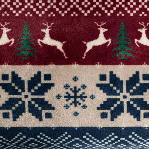 Eurofirany Weihnachtsdecke, Marineblau und Rot mit skandinavischem Muster – weicher Überwurf aus Mikrofaser, 240 g/m²