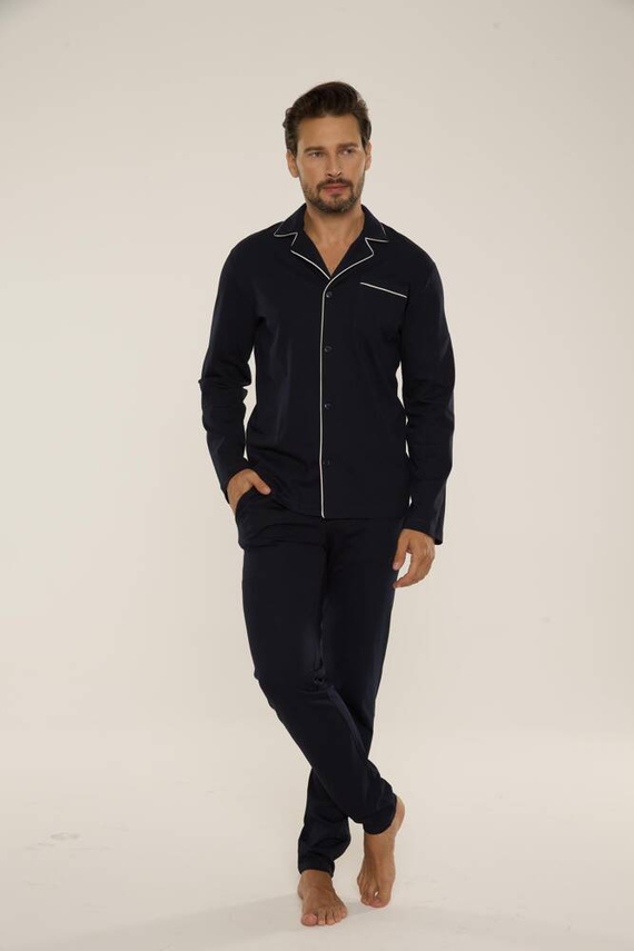 729 Norberto Herren Schlafanzug De Lafense - navy blau