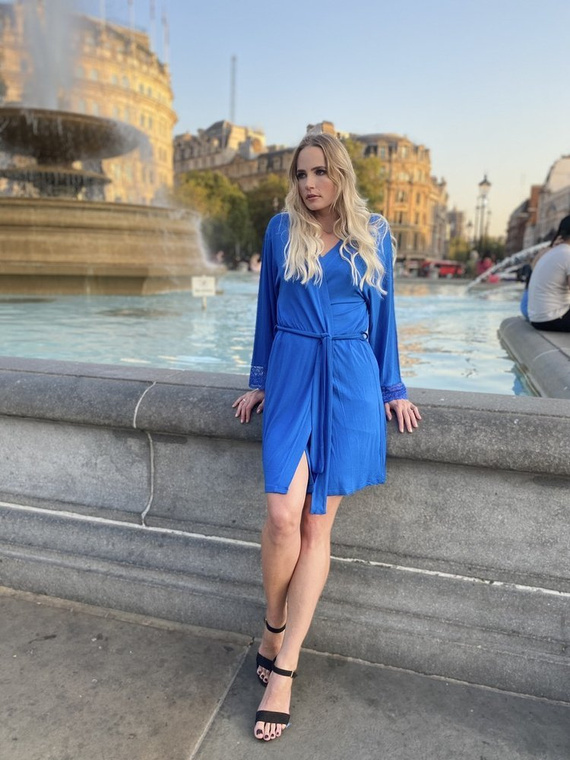 412 Dagmara Kurzer Morgenmantel für Damen Forex - Kornblume