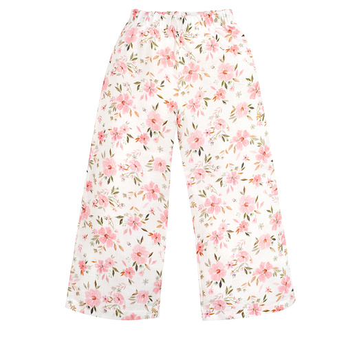 Blumen-Culotte aus ecrufarbenem Musselin für das Pinocchio-Mädchen