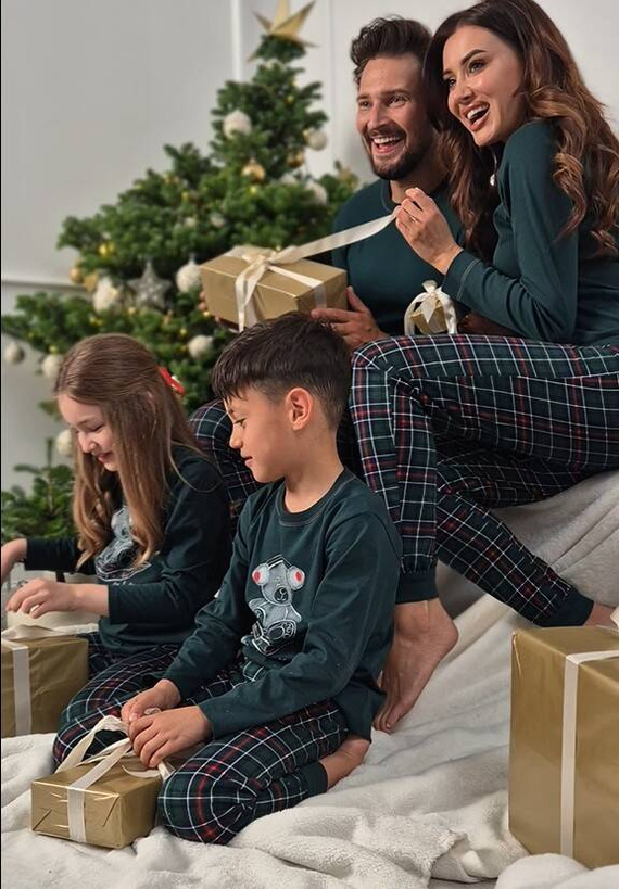 Foggia Damen Schlafanzug langarm, lange Hose Italian Fashion - grün/print