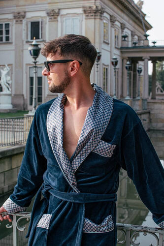 772 Bonjour Herren-Forex-Bademantel - navy blau