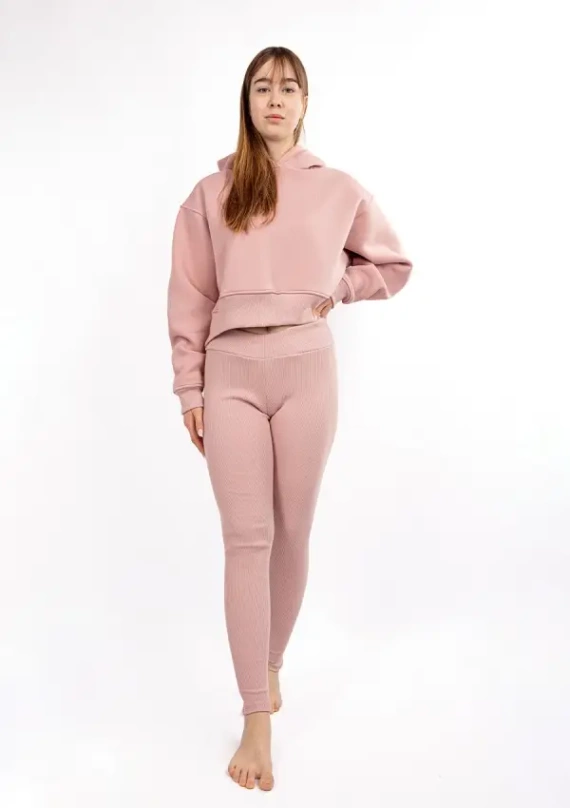 DK-K-B13 Dkaren Damen-Trainingsanzug-Set – Puderrosa