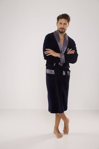 773 Bonjour Herren-Forex-Bademantel - navy blau