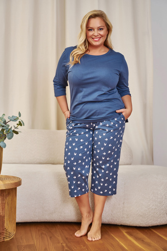 7264 Doctor Nap Damen-Pyjama in Übergröße – Dunkelblau