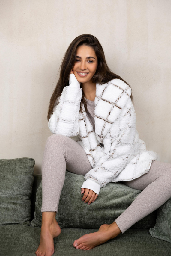 Sensis Delphine Cardigan – weiß-kariert