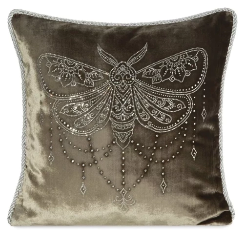 Royal 8 Velours-Kissenbezug mit Kristallen Eurofirany dunkelbeige