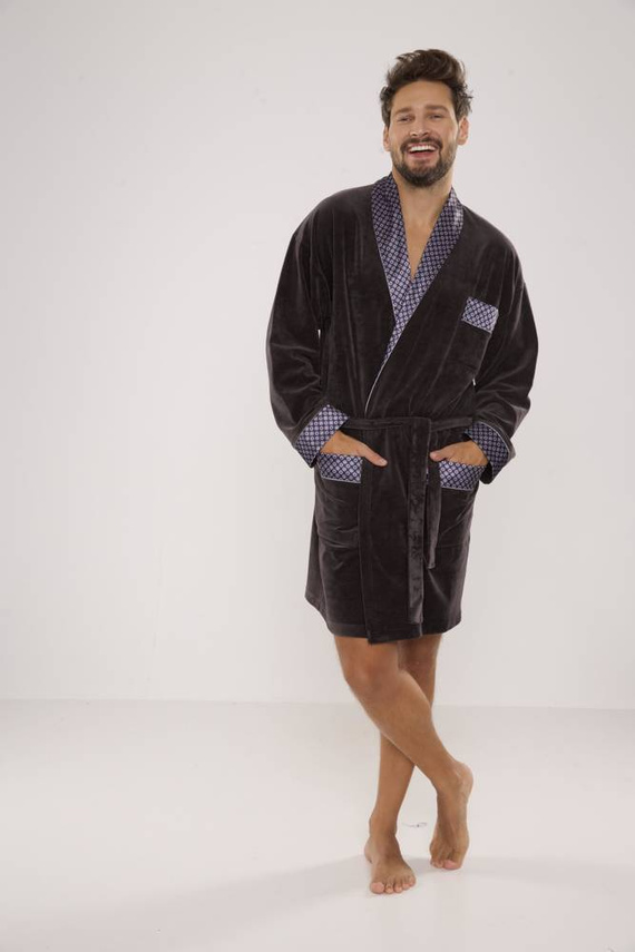 772 Bonjour Herren-Forex-Bademantel - graphit