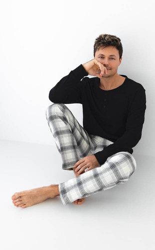 Charles Herrenpyjama Flannel Sensis - schwarz